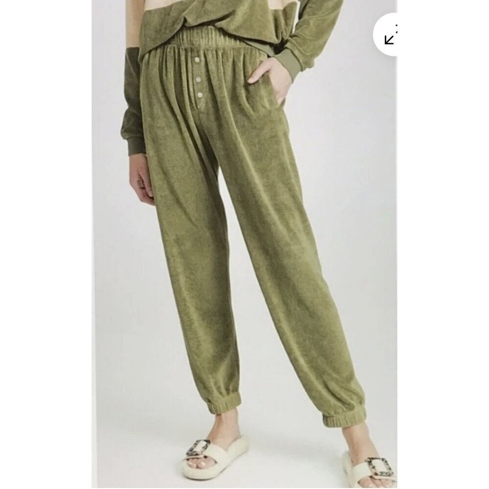 Donni Terry Henley Sweatpants Elastic Waist Medium NWT
